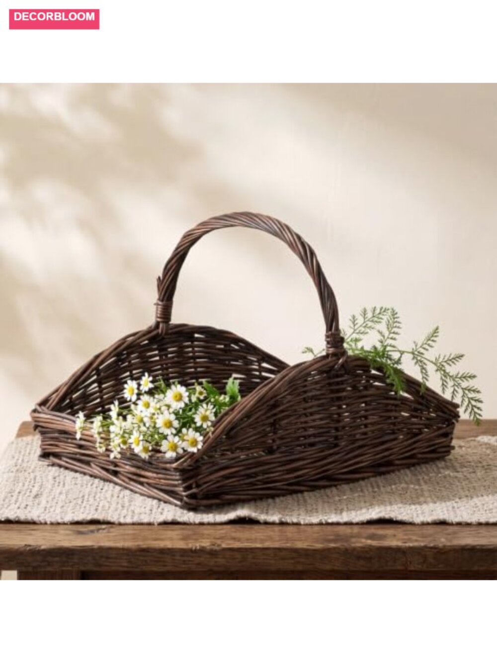 Wicker Flower Basket Rattan Harvest Trug Handwoven Willow Garden Picnic